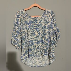 Democracy Blue and Gray Patterned Top